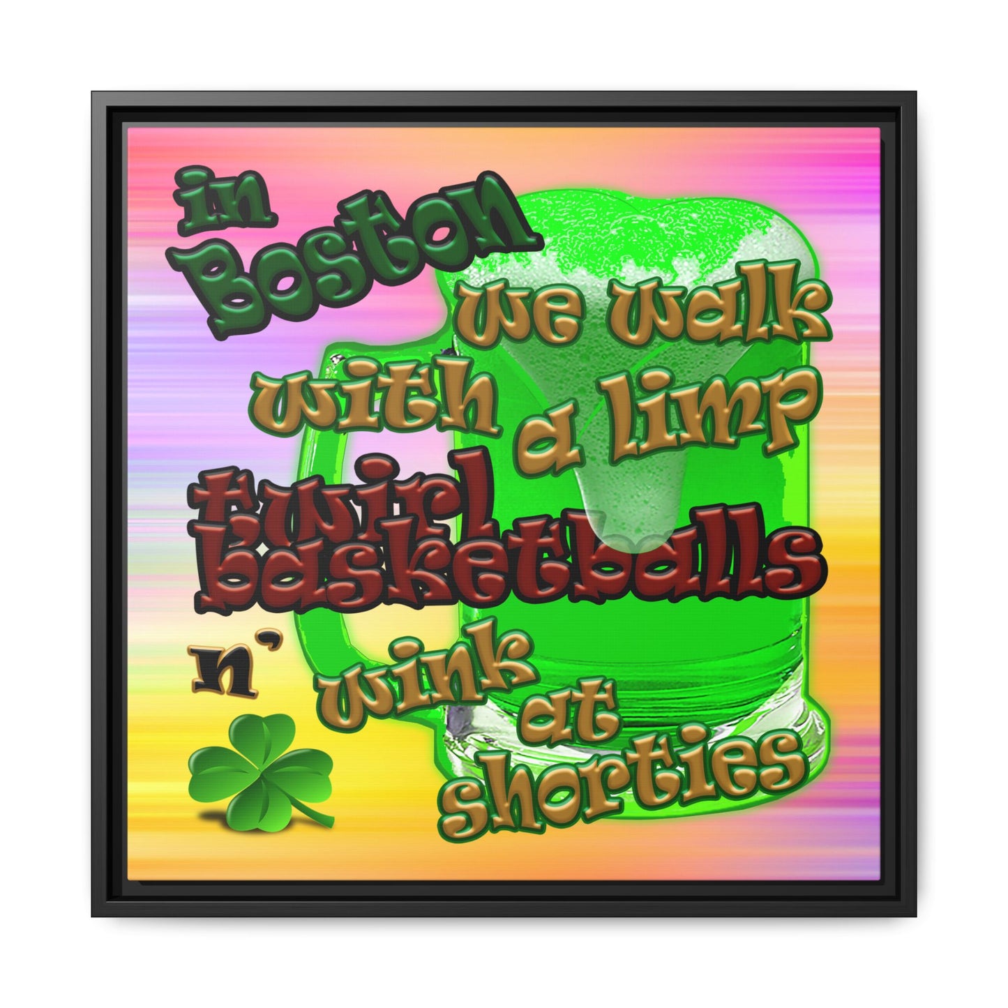 celtics logo - framed canvas art (color blur)