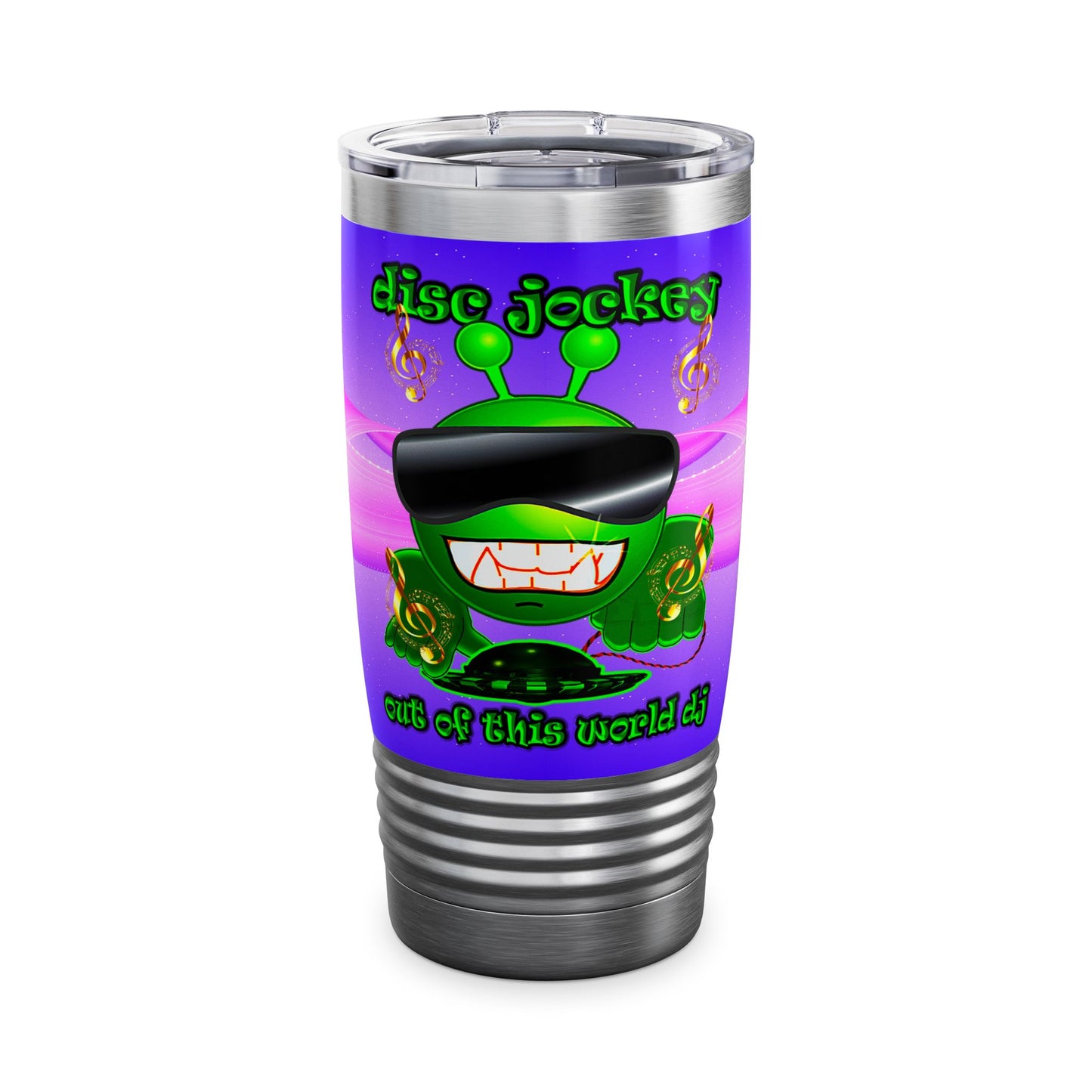disc jockey - Ringneck Tumbler, 20oz (purple-pink wave)