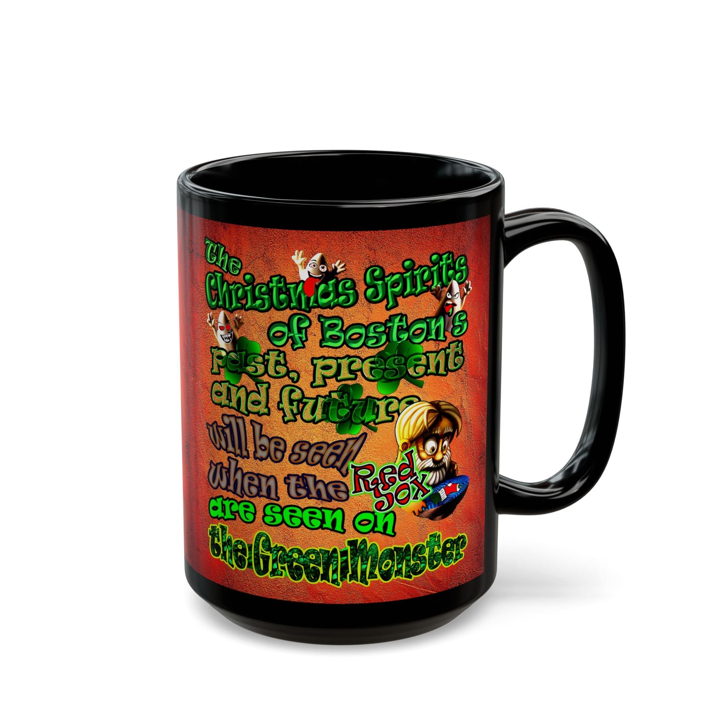 christmas spirits of boston - Black Mug (burnt orange)