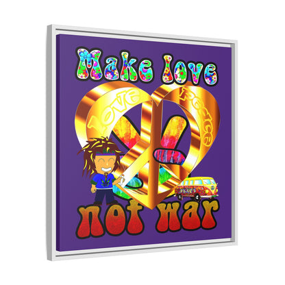 love peace - framed canvas art (purple)