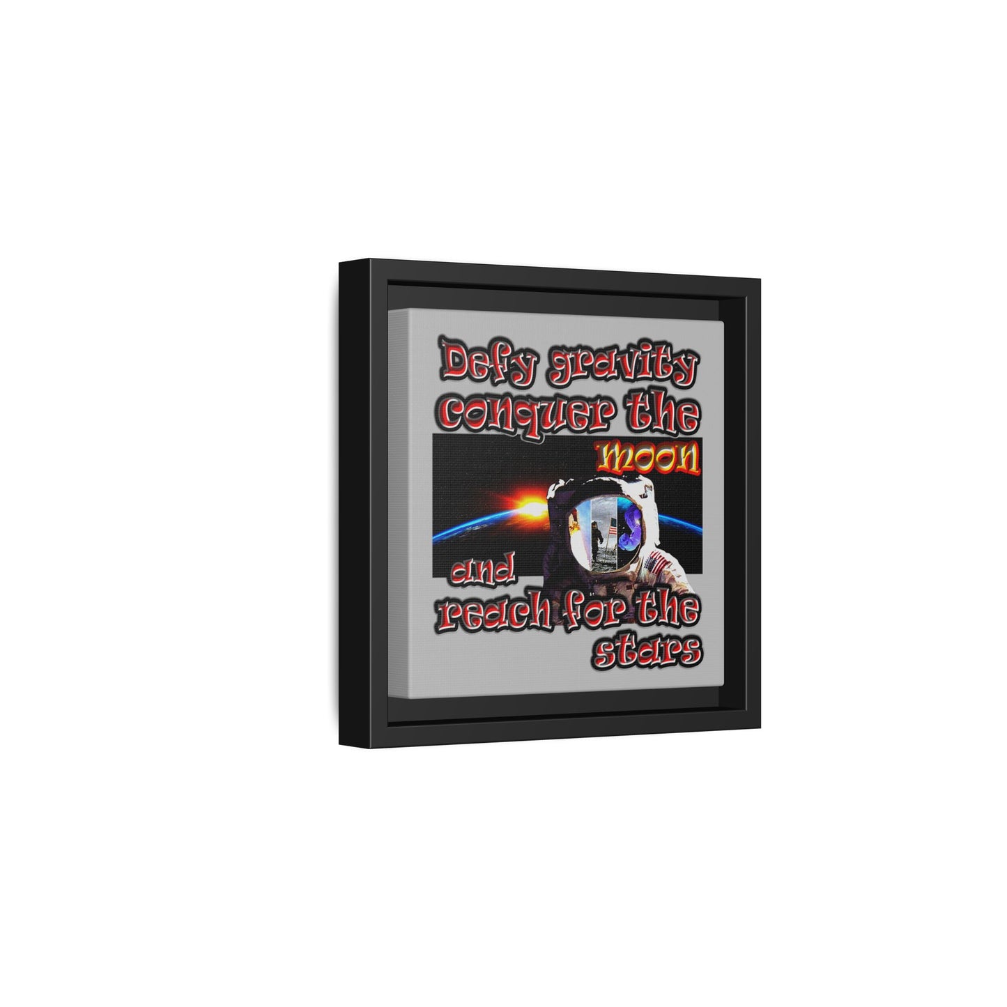 defy conquer reach - framed canvas art (light grey)
