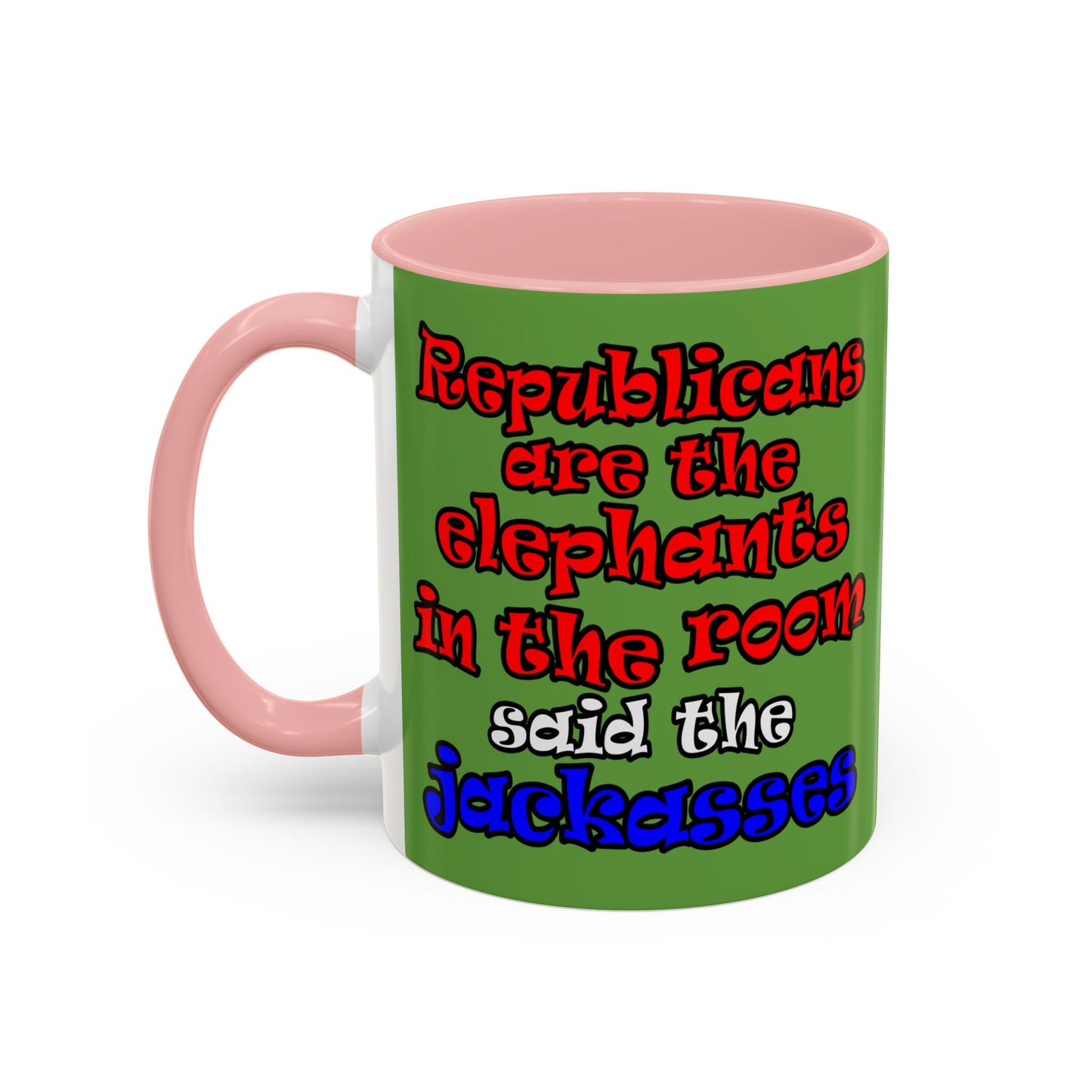 donkeys and elephants - Accent Mug (green)