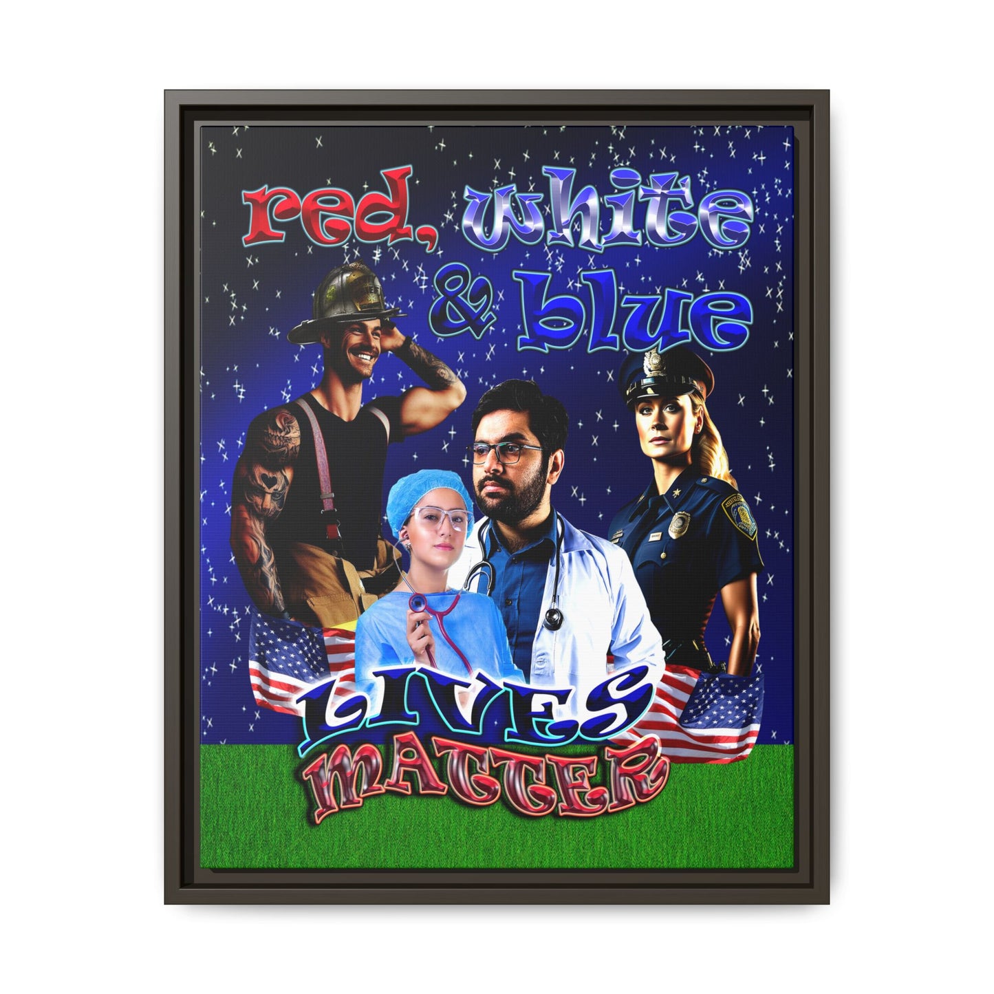 rw&b lives matter - framed canvas art ('snoops' background)