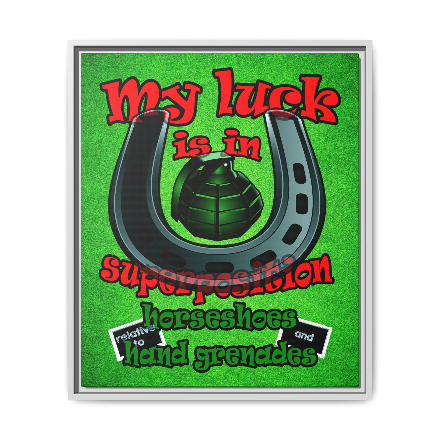 my luck - framed canvas art (green turf)