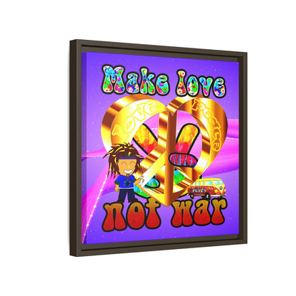 love peace - framed canvas art (purple-pink wave)