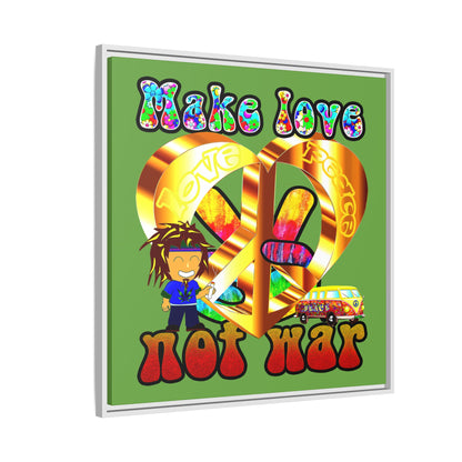 love peace - framed canvas art (green)