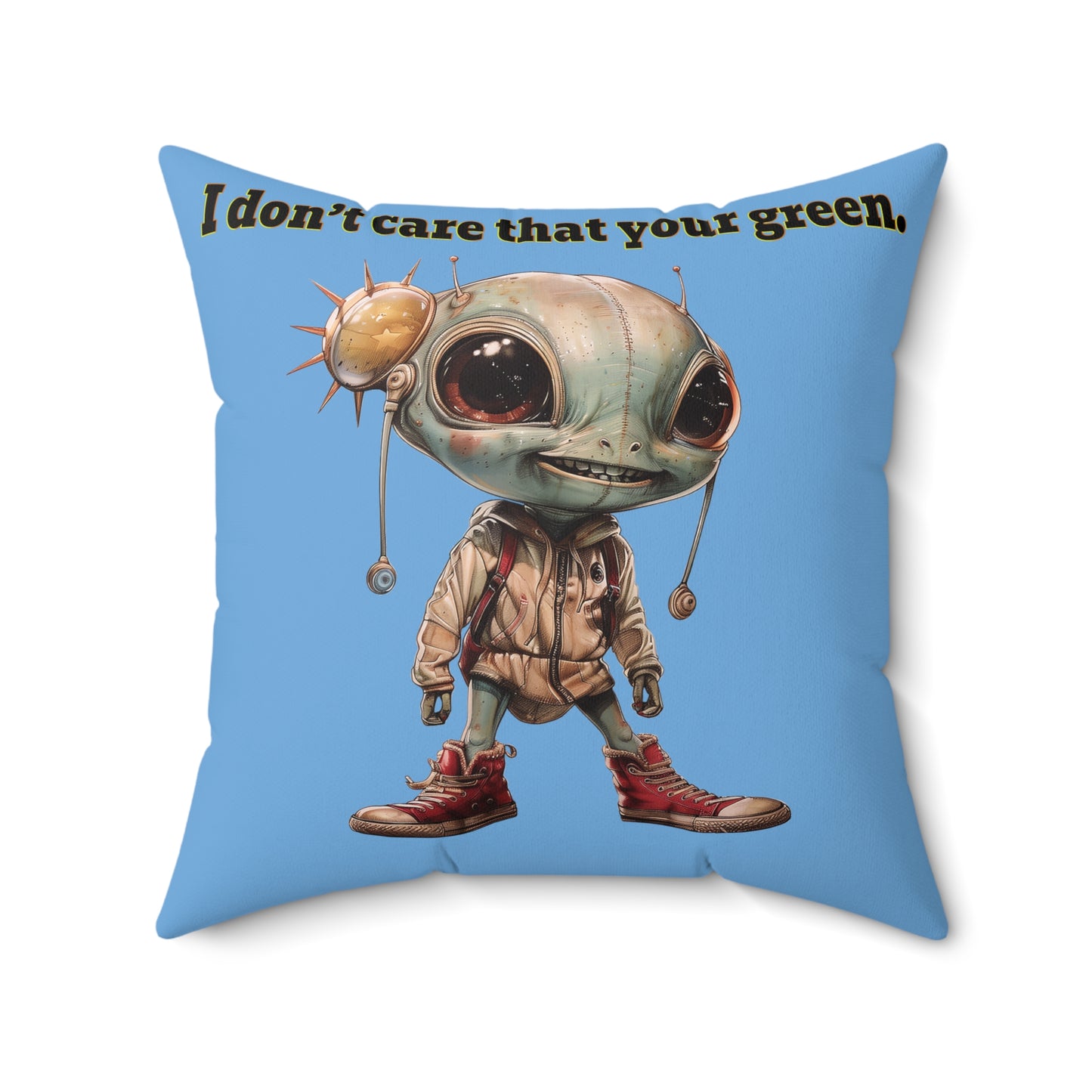 I don't care that your grey - Faux Suede Square Pillow - (light blue)