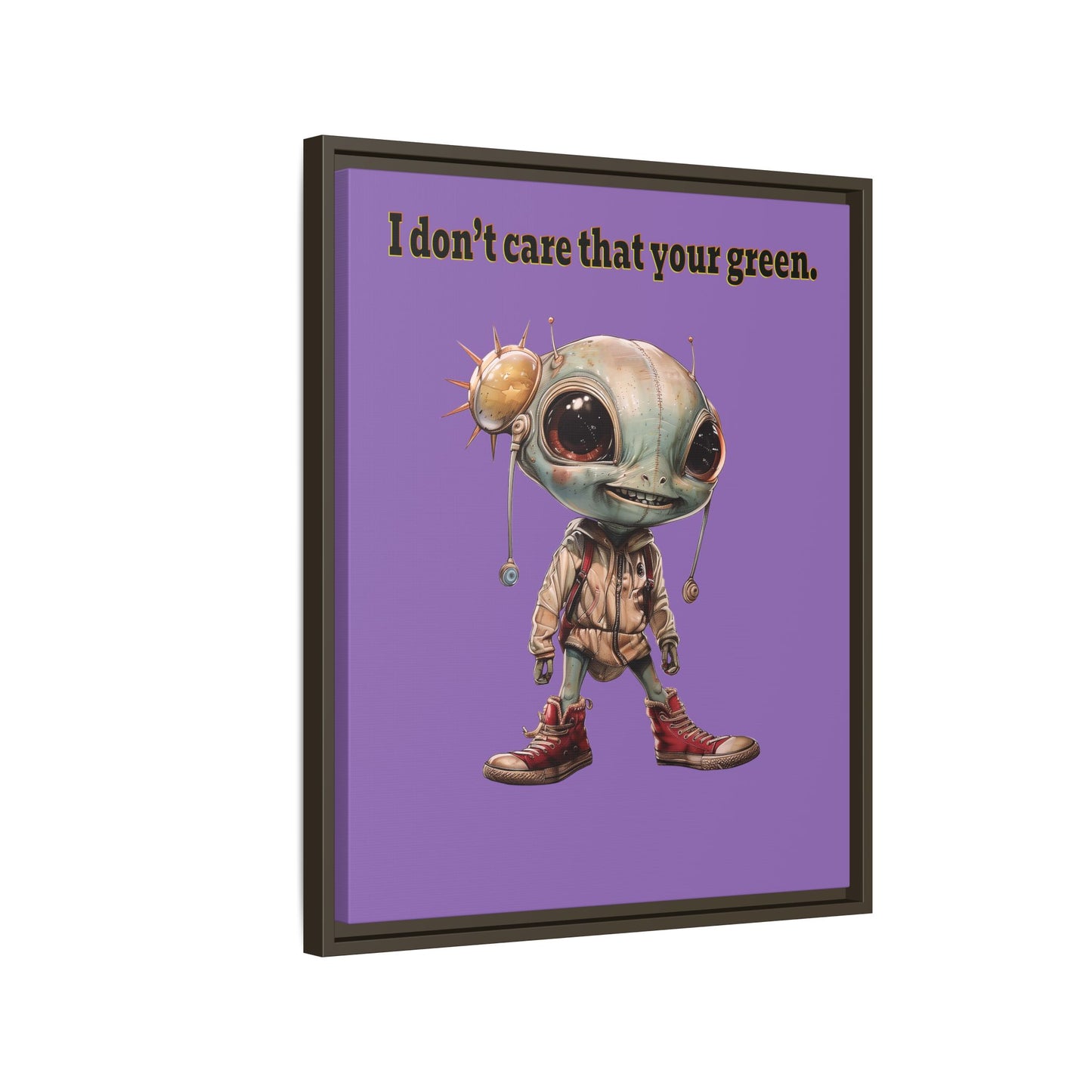 I don't care that your green - framed canvas art (light purple)
