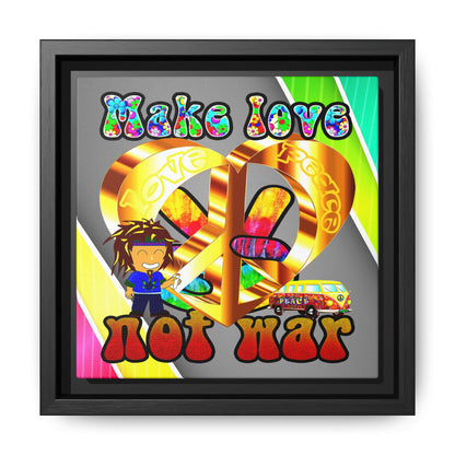 love peace - framed canvas art (rainbow split)