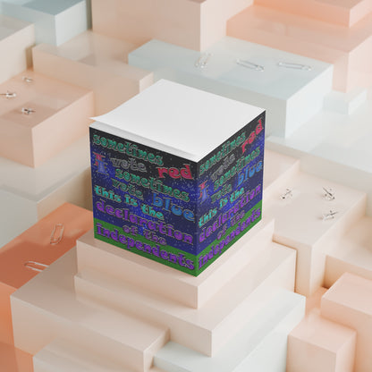 declaration of the independents - note cube ('snoops' background)