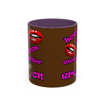 hoes b4 bros - Accent Mug (brown)