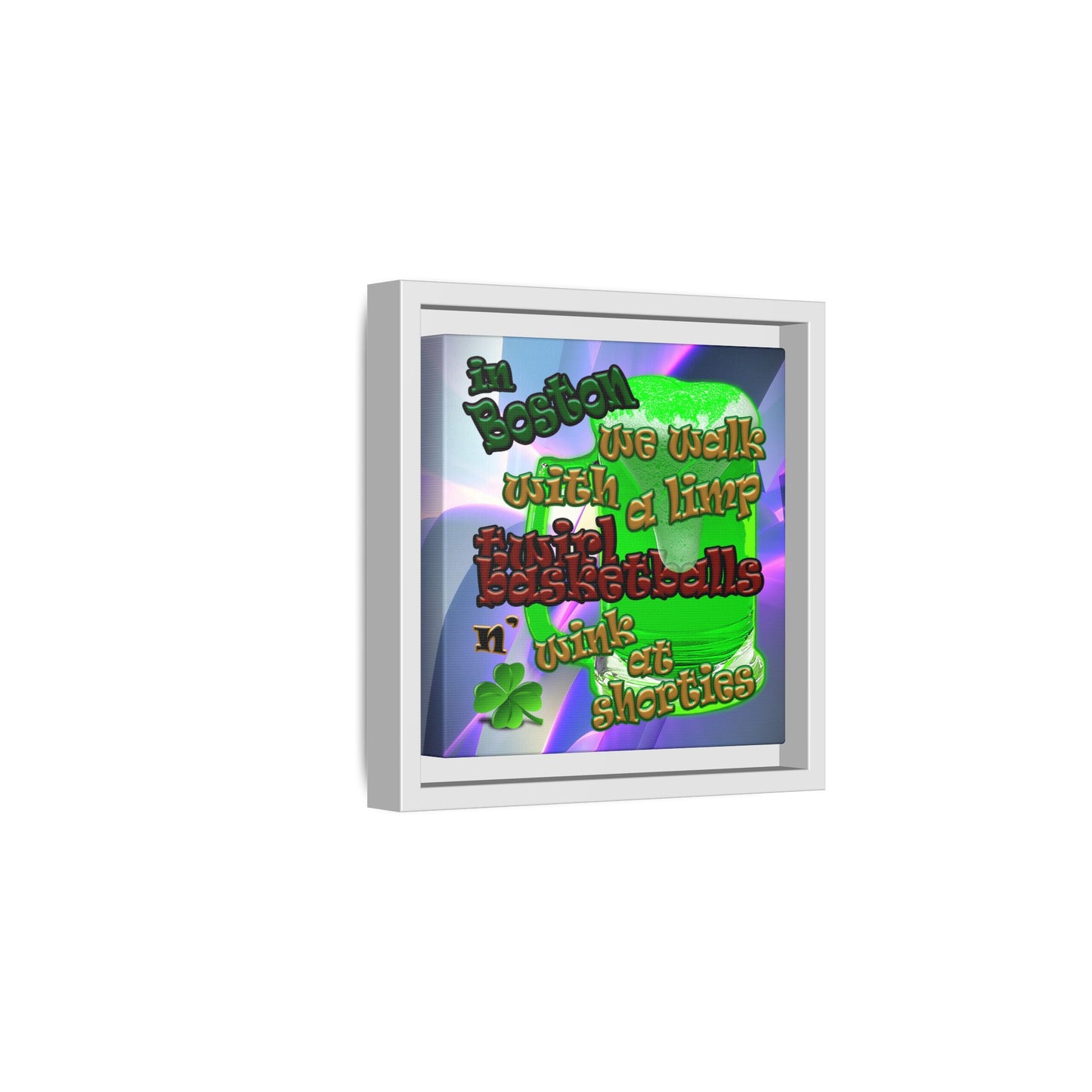 celtics logo - framed canvas art (grey-pink wave)