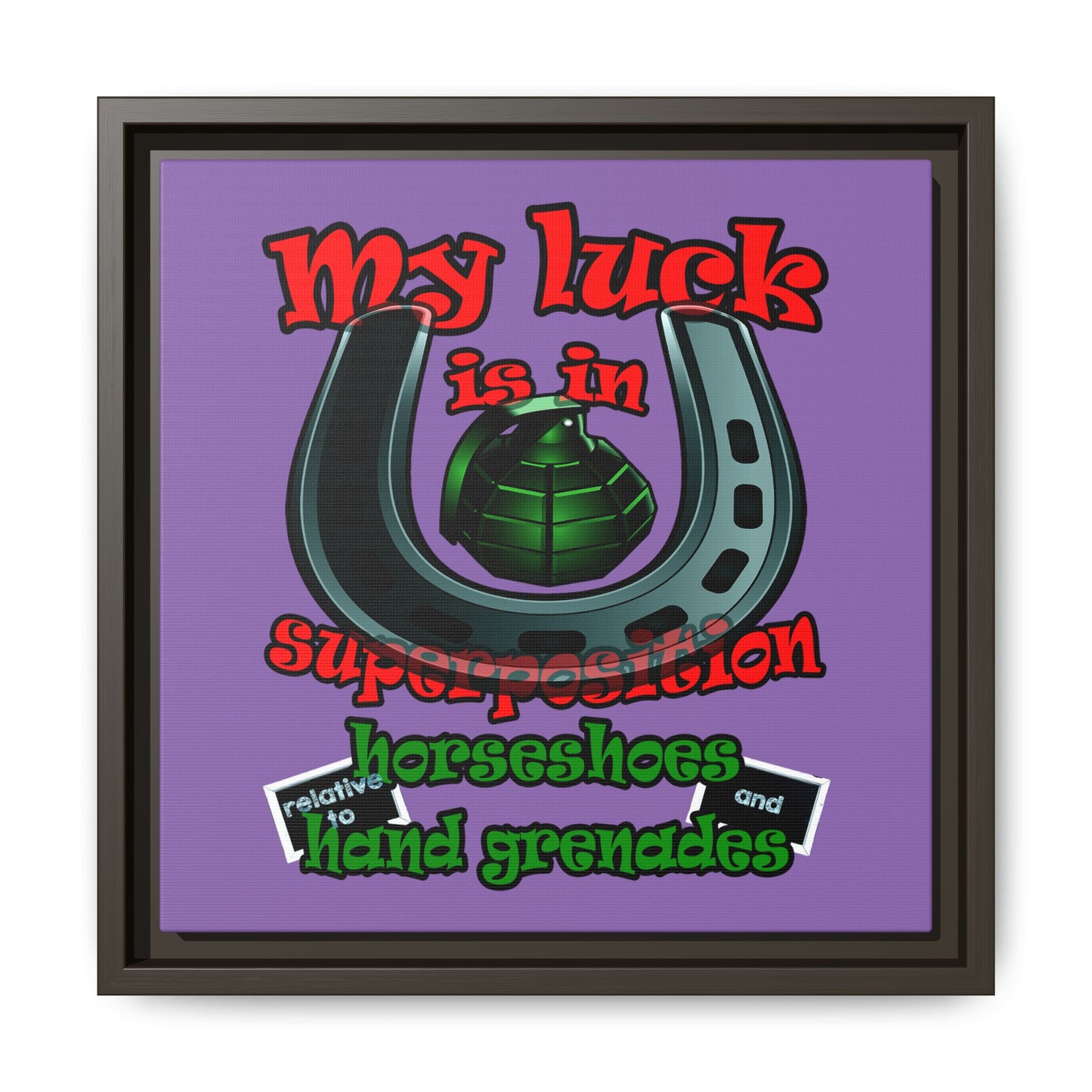 my luck - framed canvas art (light purple)