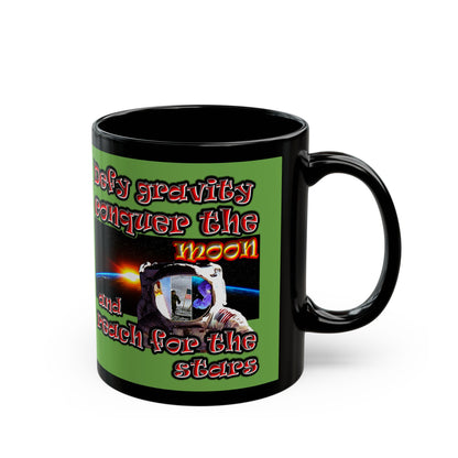 defy conquer reach - Black Mug (green)