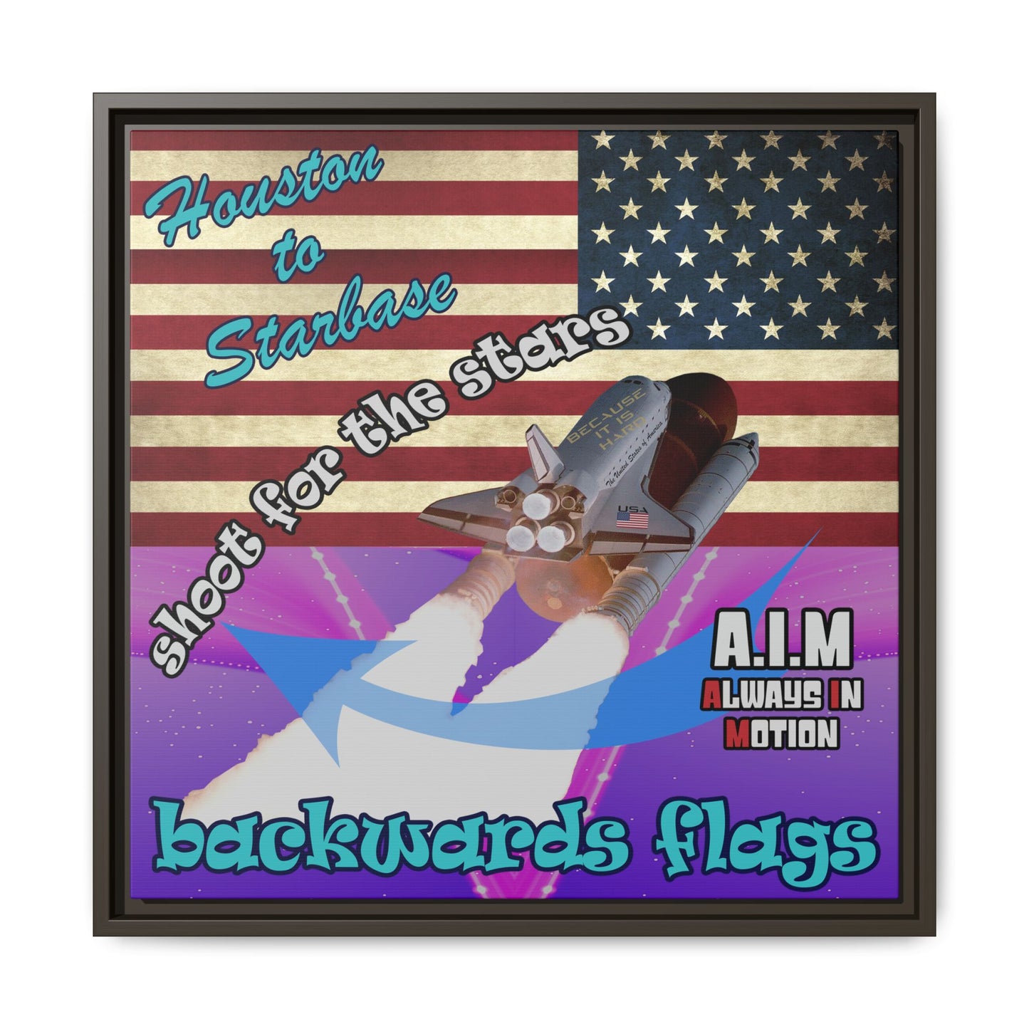 shoot for the stars - framed canvas art (purple-pink wave)
