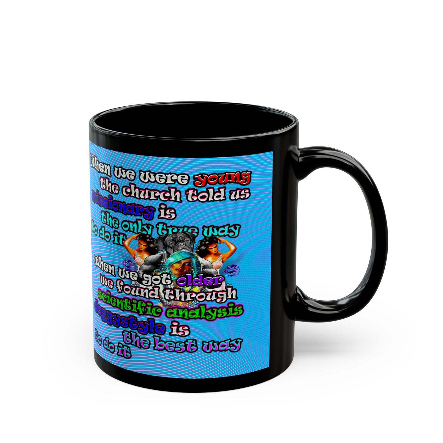doggystyle - Black Mug (light blue-purple wave)