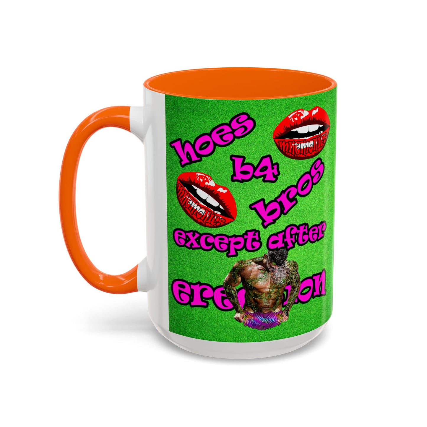 hoes b4 bros - Accent Mug (green turf)