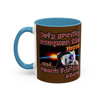 defy conquer reach - Accent Mug (brown)