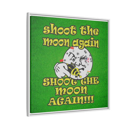 shoot the moon again - framed canvas art (green turf)