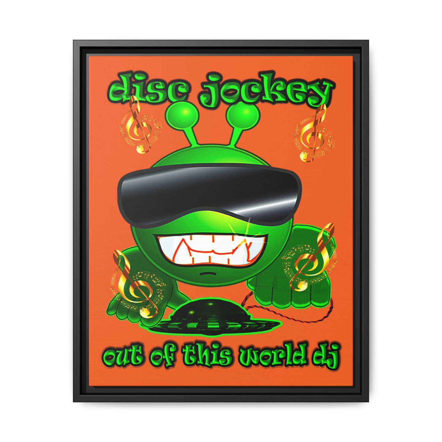 disc jockey - framed canvas art (orange)