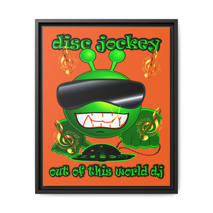 disc jockey - framed canvas art (orange)