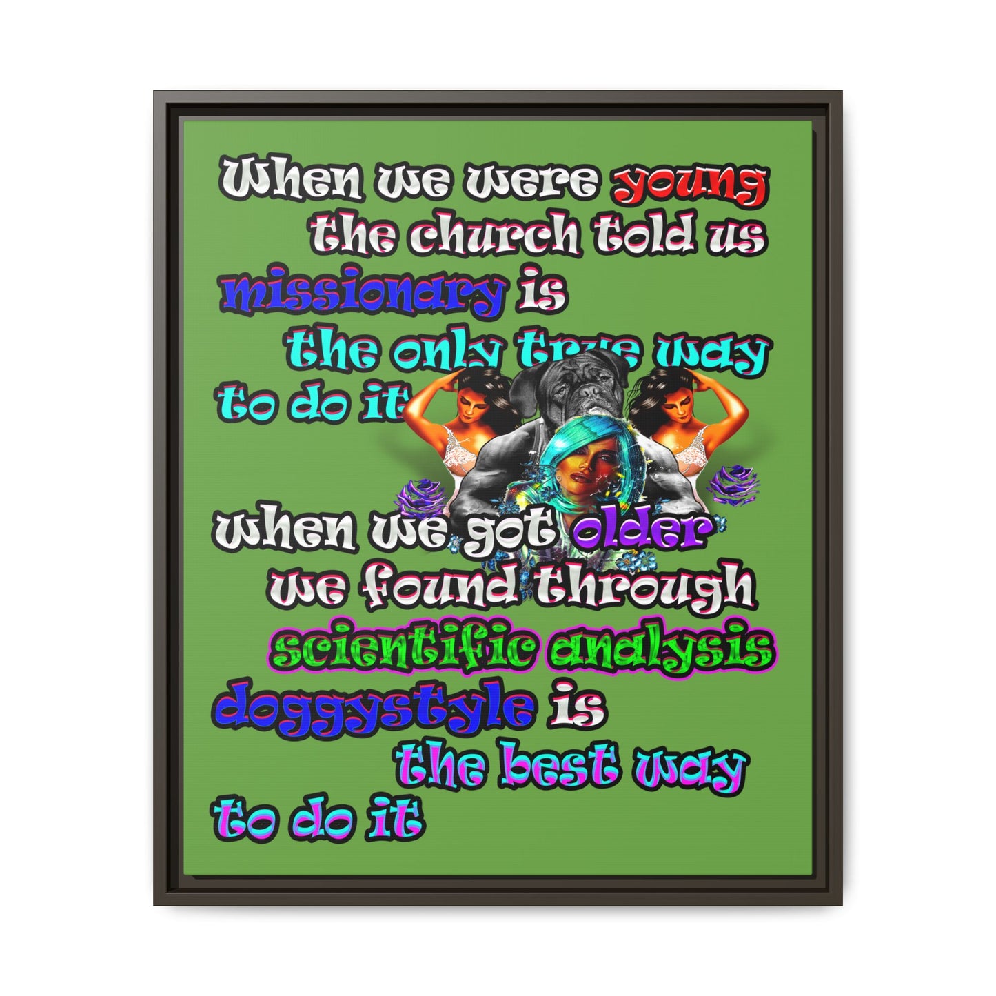 doggystyle - framed canvas art (green)