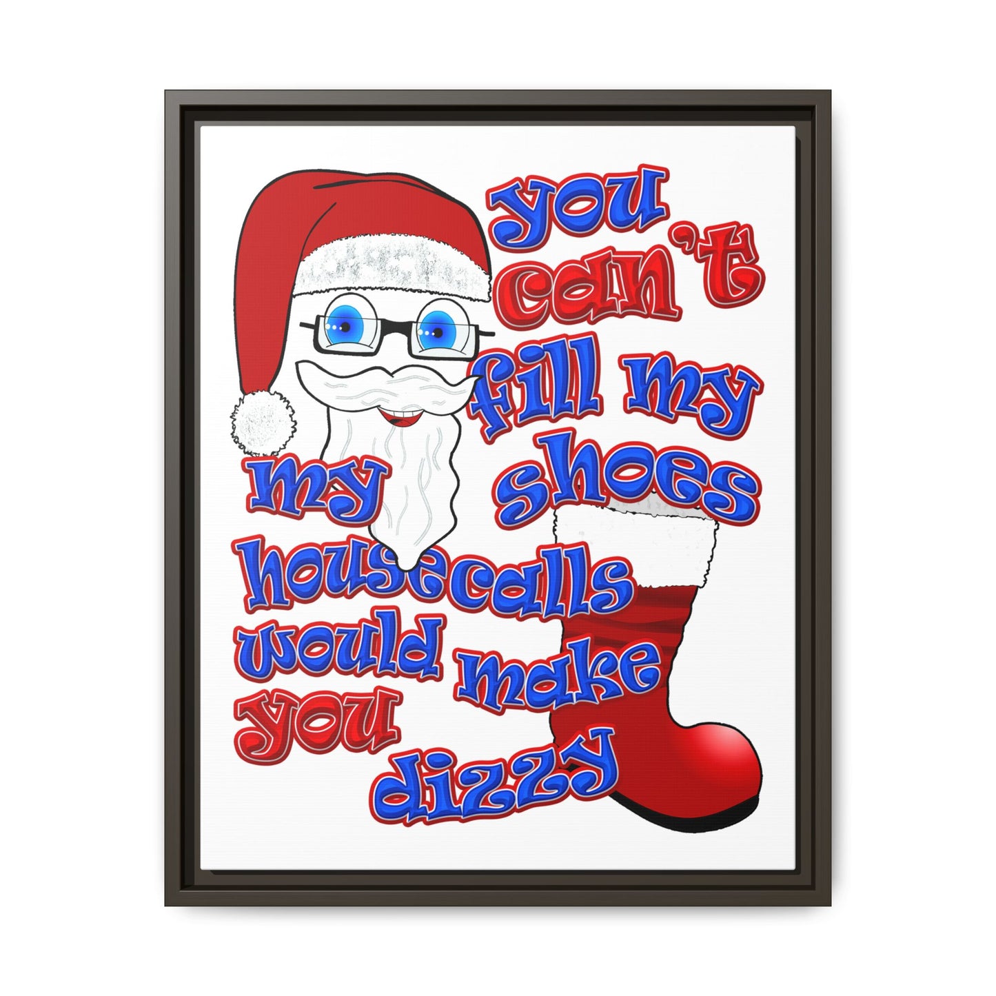 santa's shoes - framed canvas art (white)