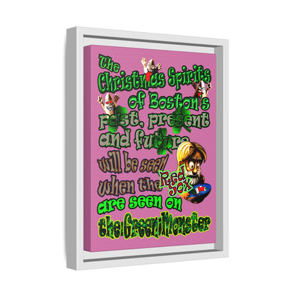 christmas spirits of boston - framed canvas art (light pink)