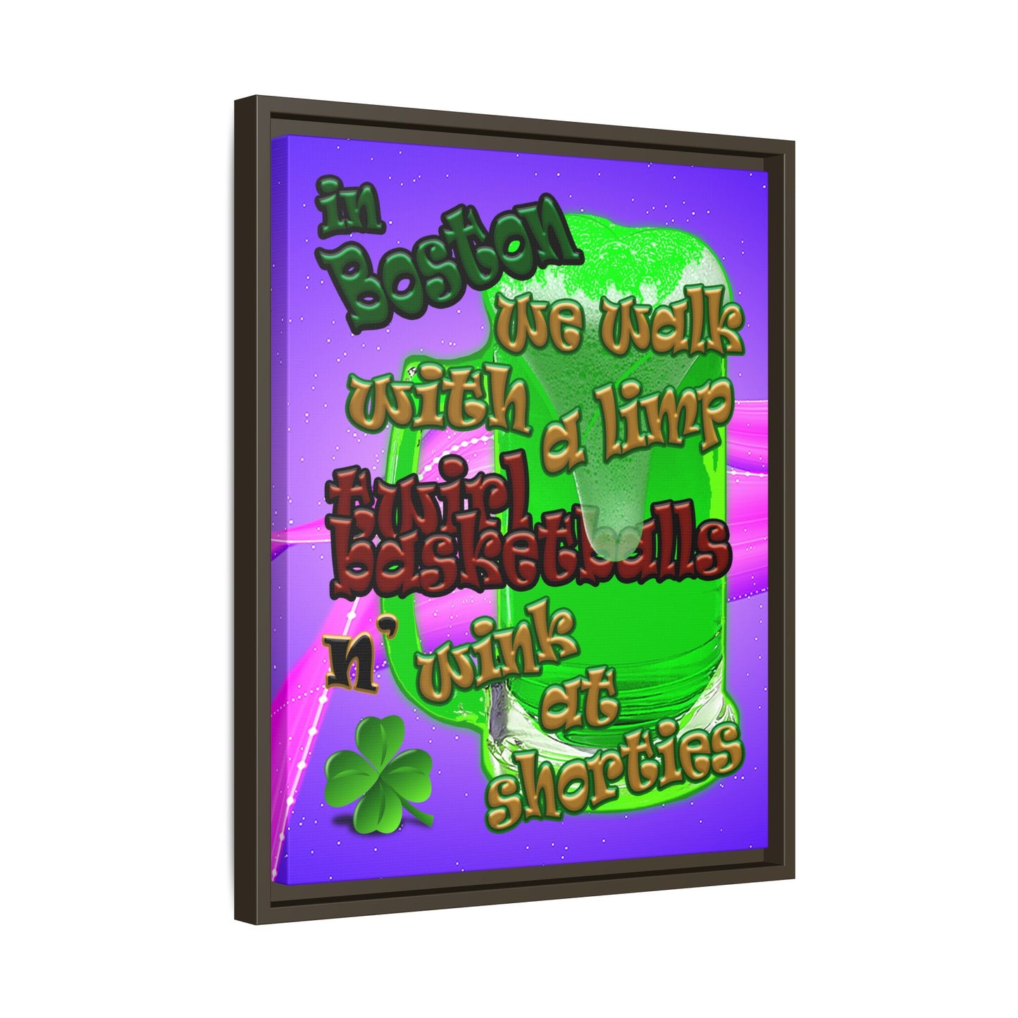 celtics logo - framed canvas art (purple-pink wave)