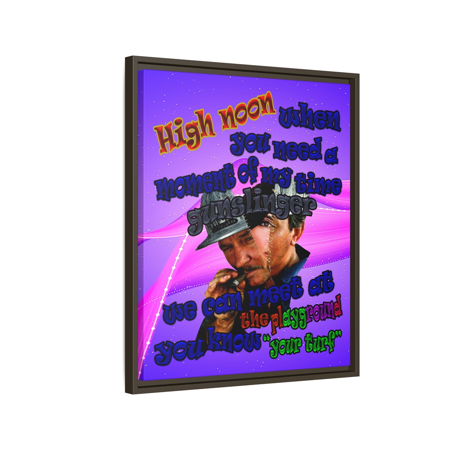 high noon - framed canvas art (purple-pink wave)