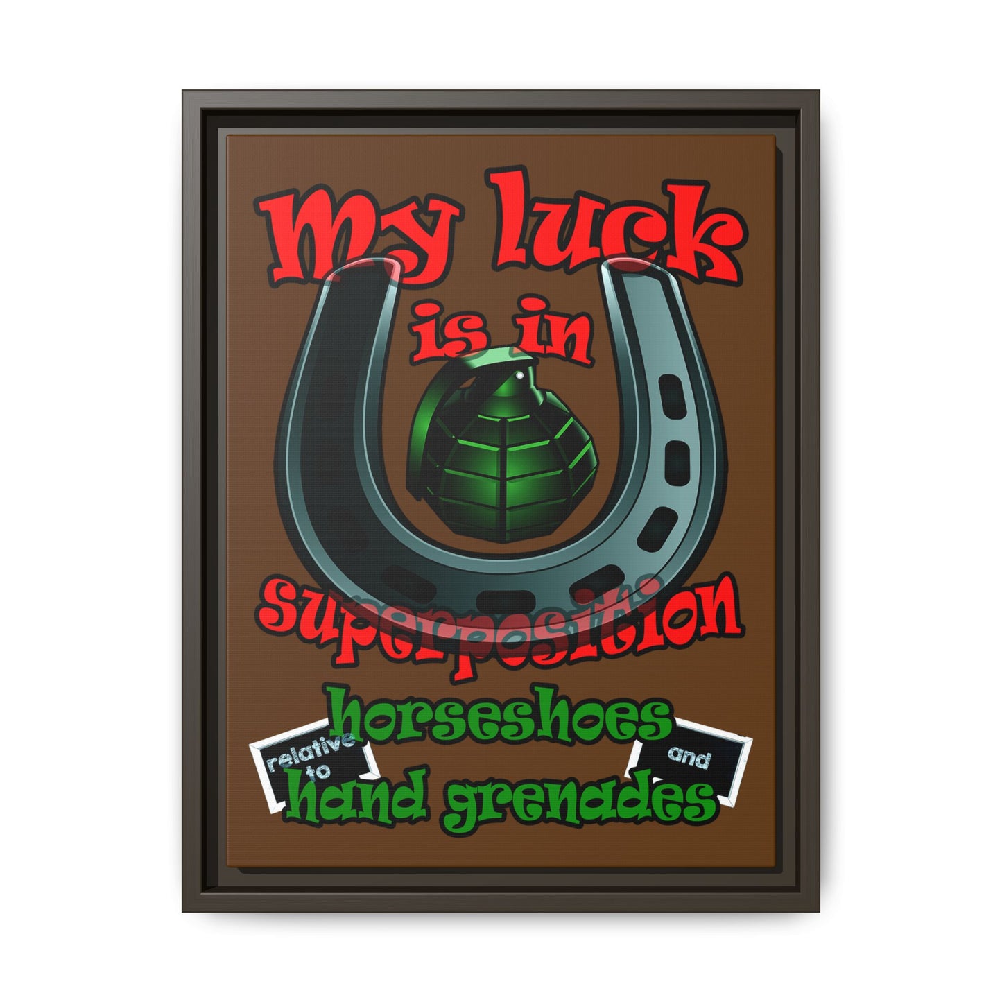 my luck - framed canvas art (brown)