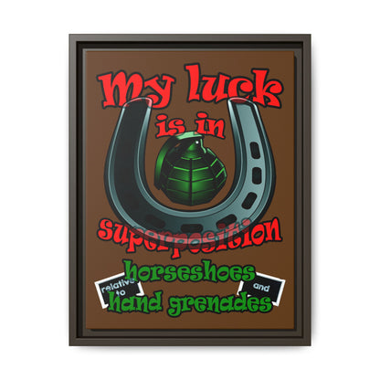 my luck - framed canvas art (brown)