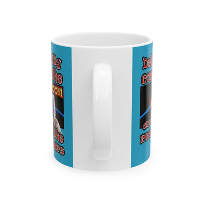 defy conquer reach - White Mug (turquoise)