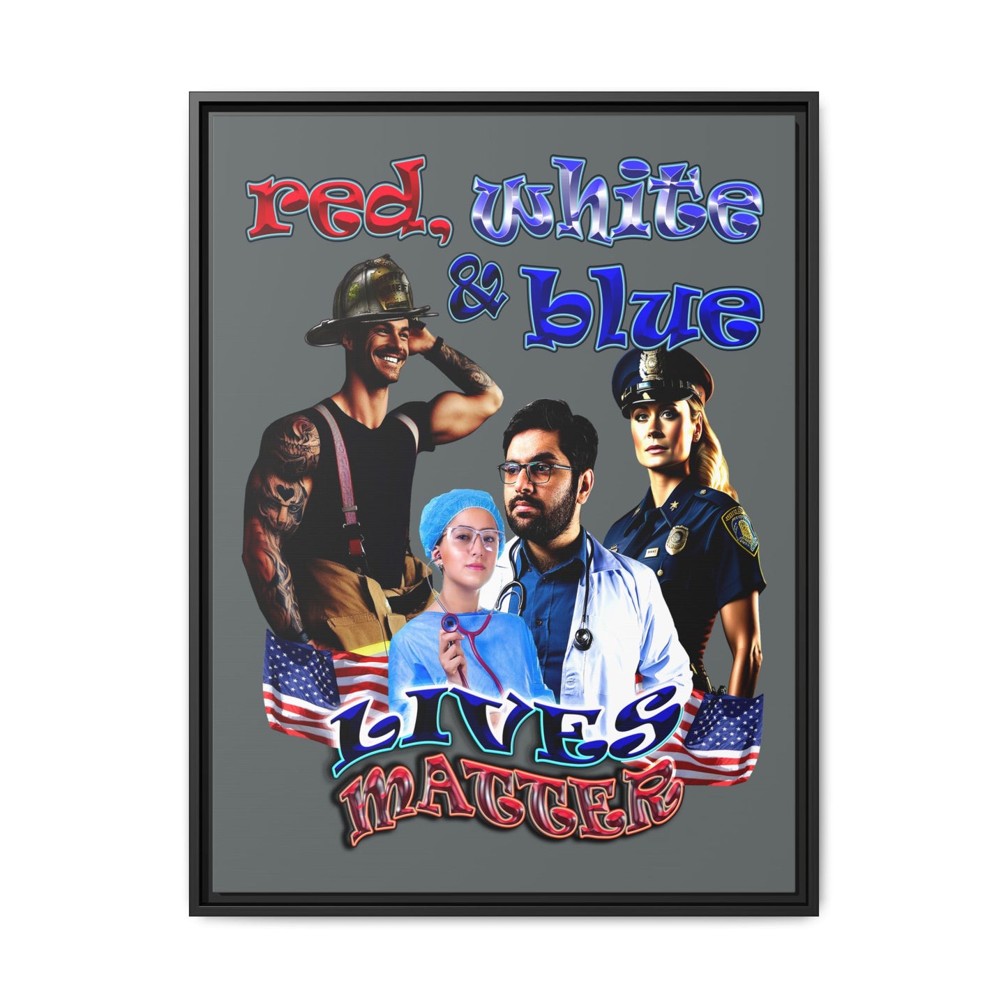rw&b lives matter - framed canvas art (dark grey)