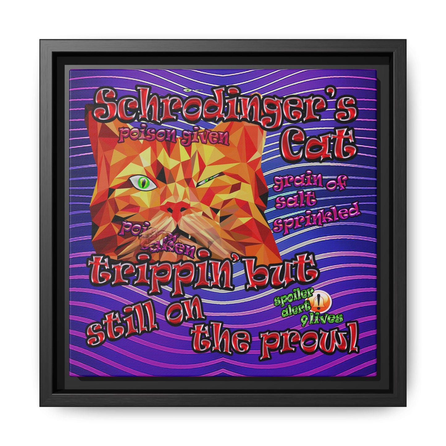 schrodinger's cat - framed canvas art (purple wave)