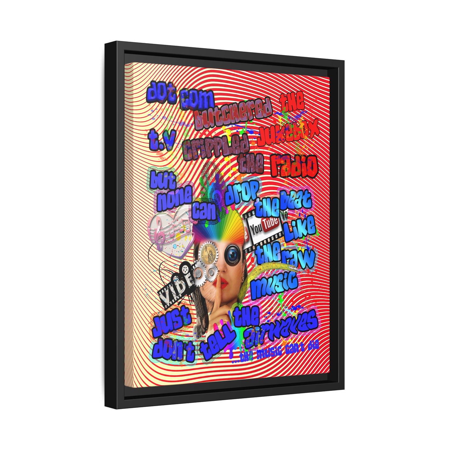 drop the beat - framed canvas art (yellow-orange wave)