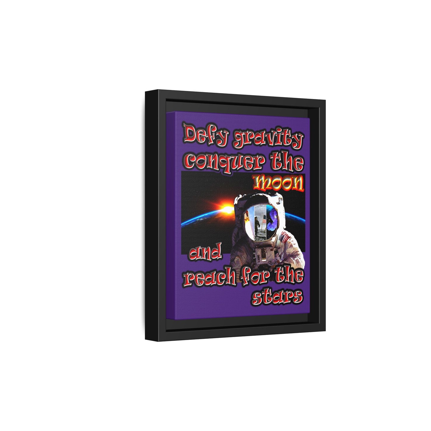 defy conquer reach - framed canvas art (purple)