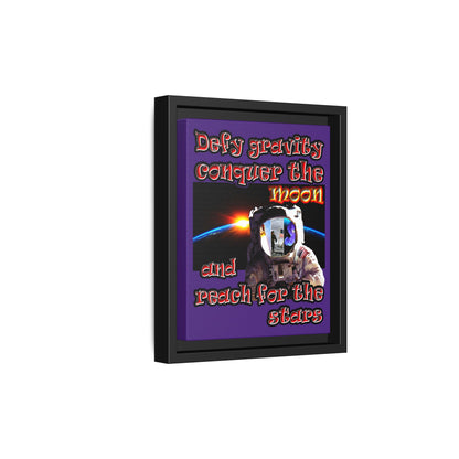defy conquer reach - framed canvas art (purple)