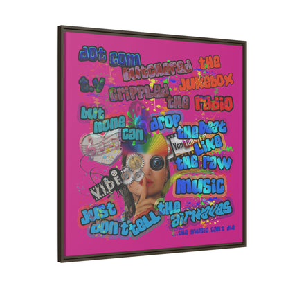 drop the beat - framed canvas art (pink)