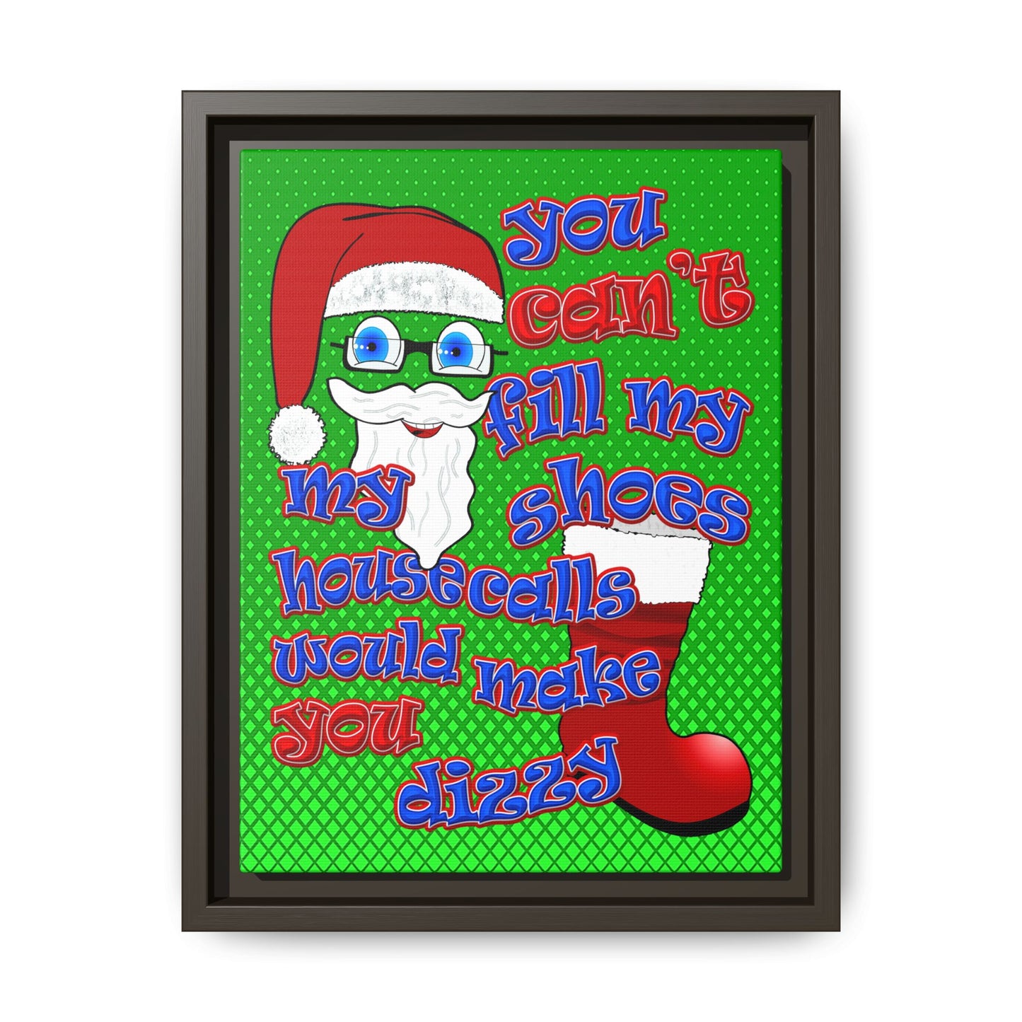 santa's shoes - framed canvas art (logo green)