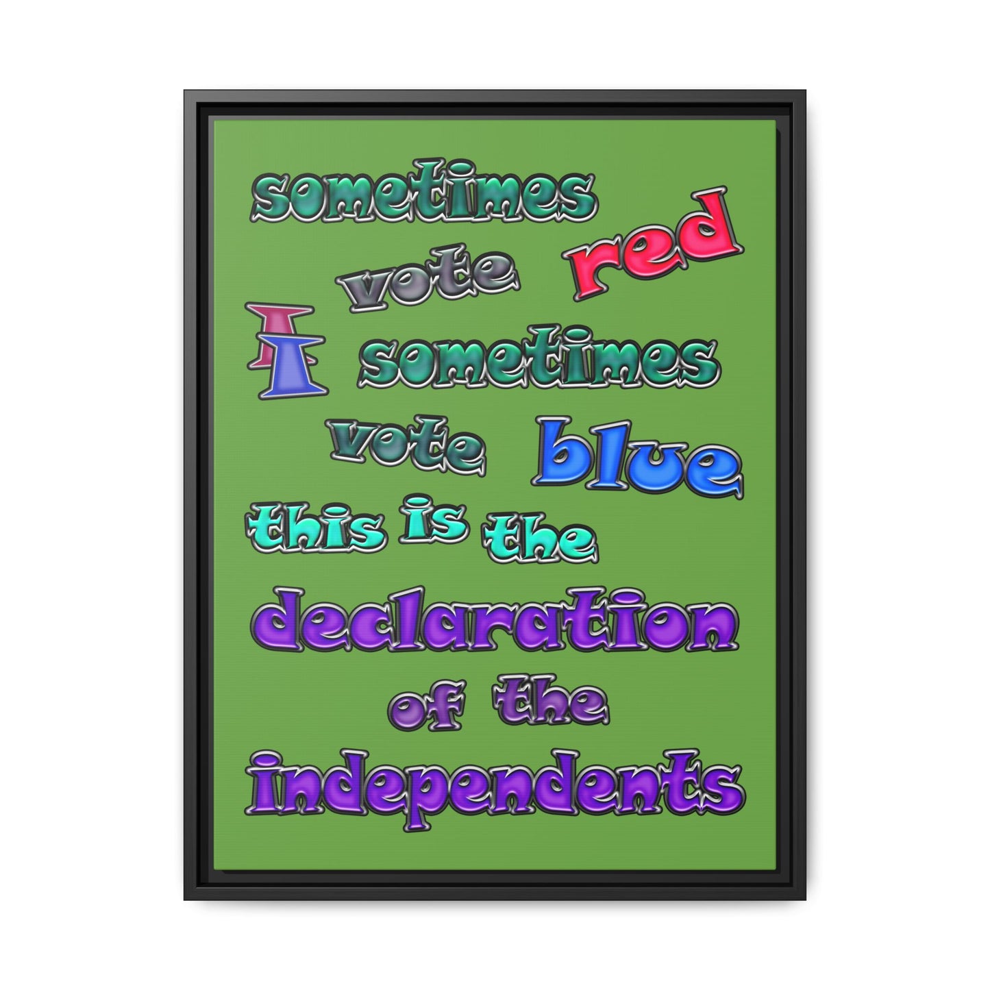 declaration of the independents - framed canvas art (green)