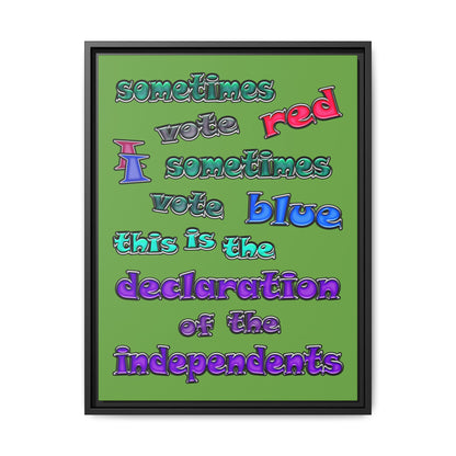 declaration of the independents - framed canvas art (green)