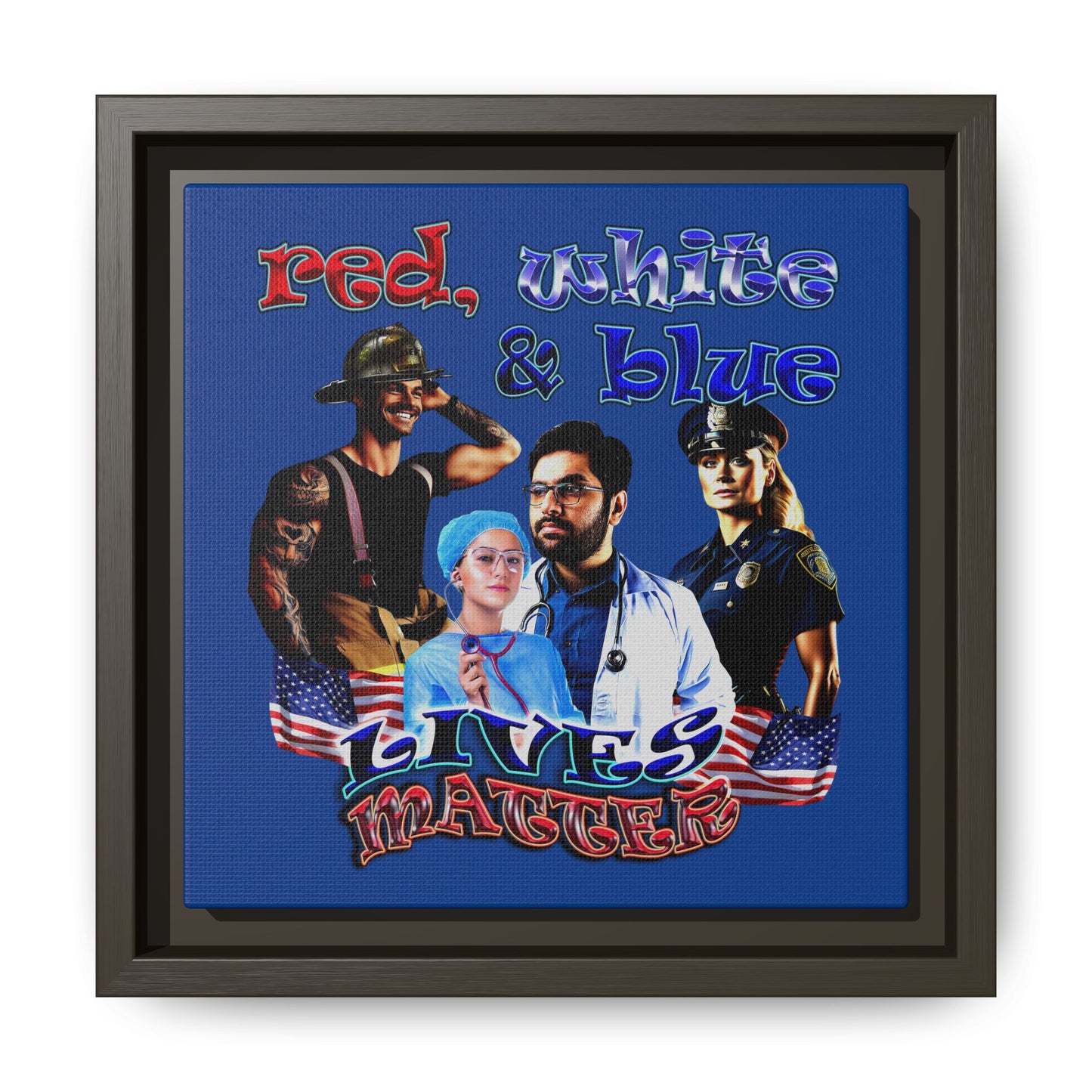 rw&b lives matter - framed canvas art (dark blue)