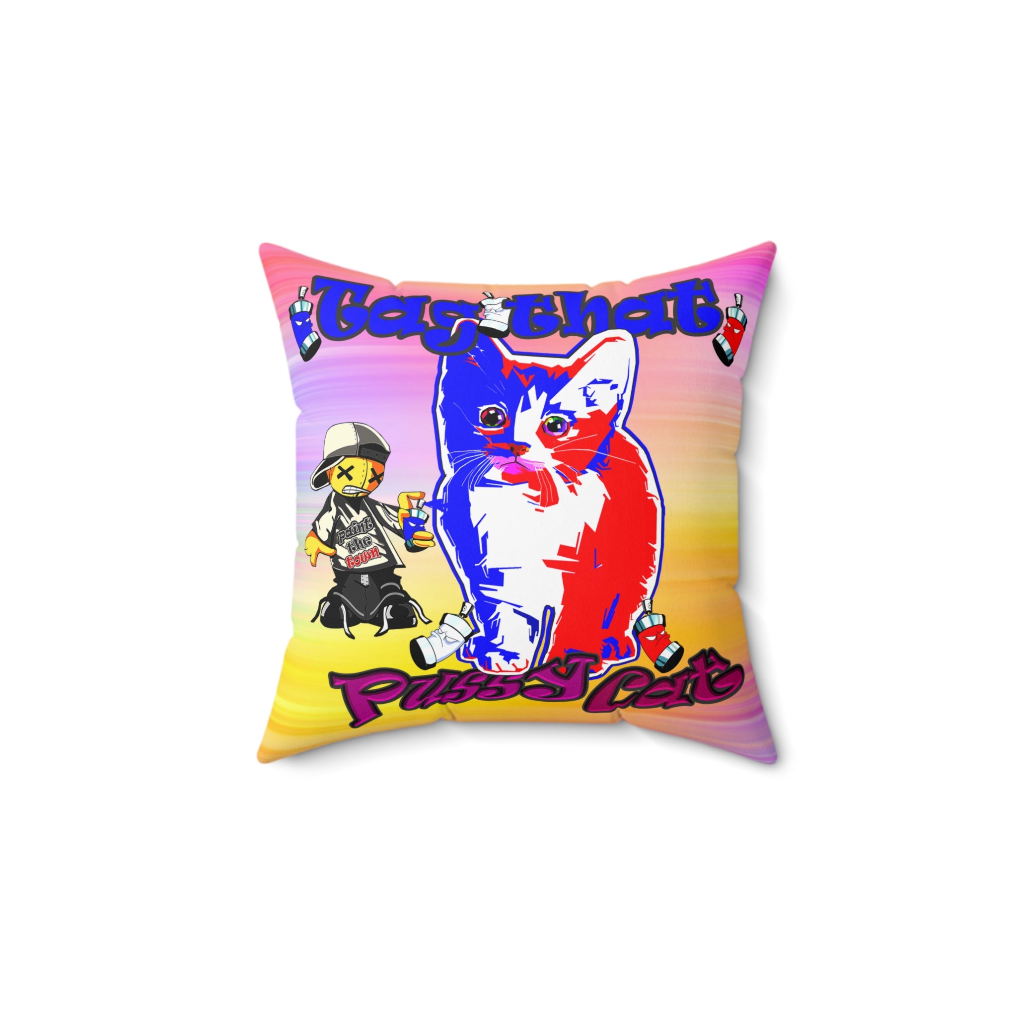 tag that - Spun Polyester Square Pillow - (color blur)
