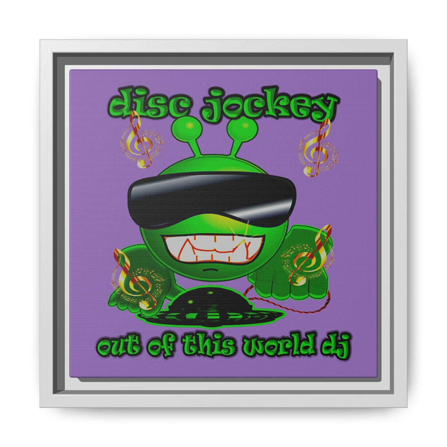 disc jockey - framed canvas art (light purple)
