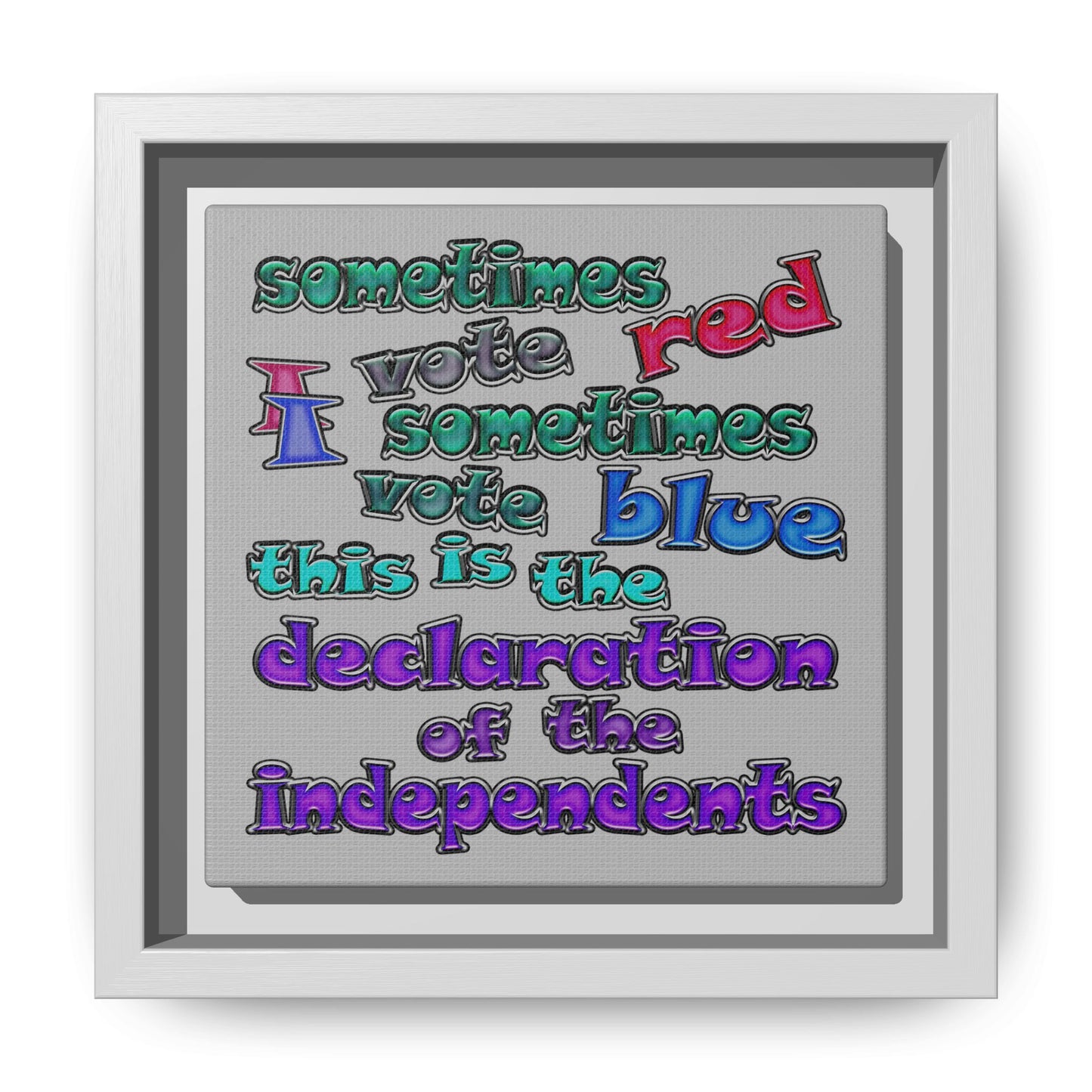 declaration of the independents - framed canvas art (light grey)