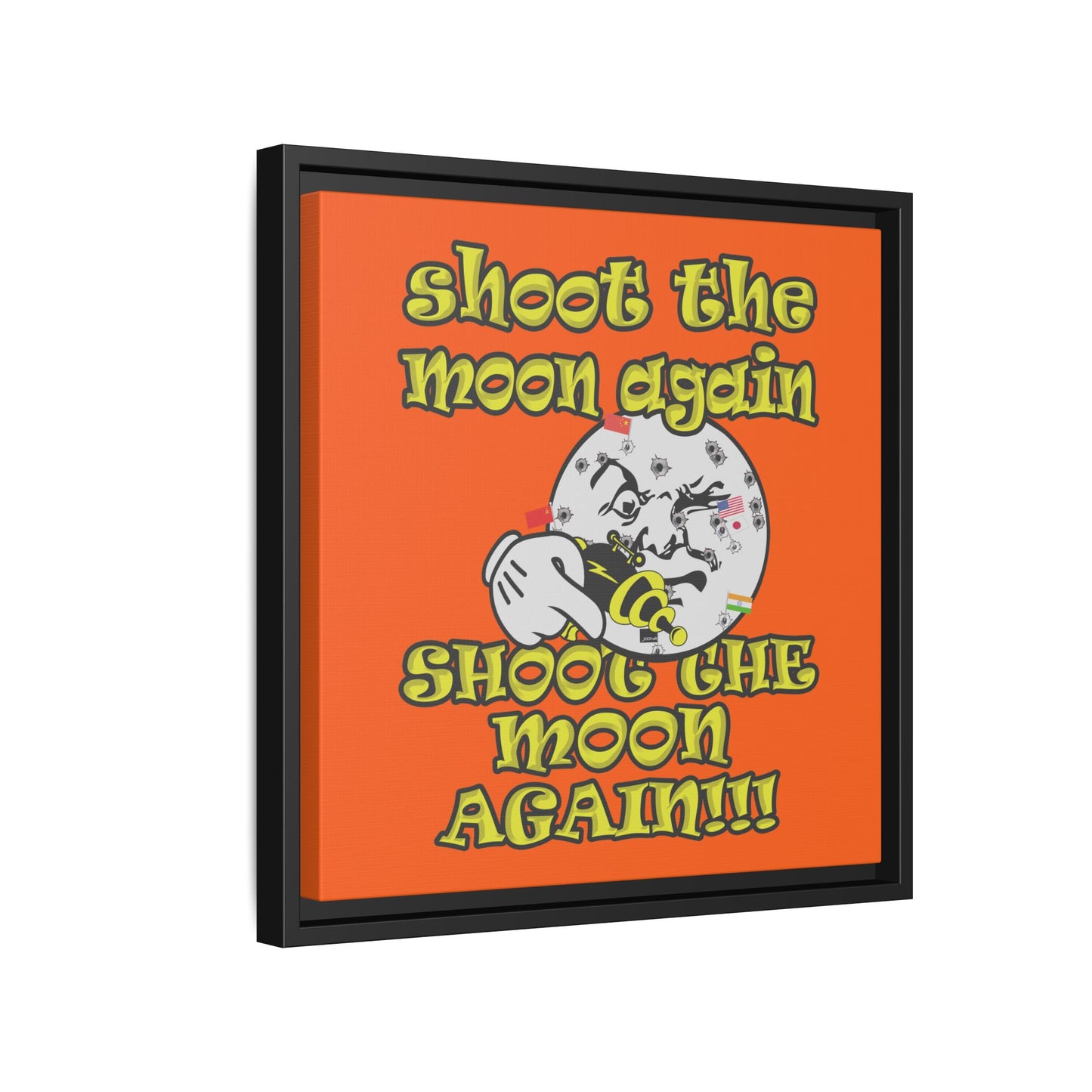 shoot the moon again - framed canvas art (orange)