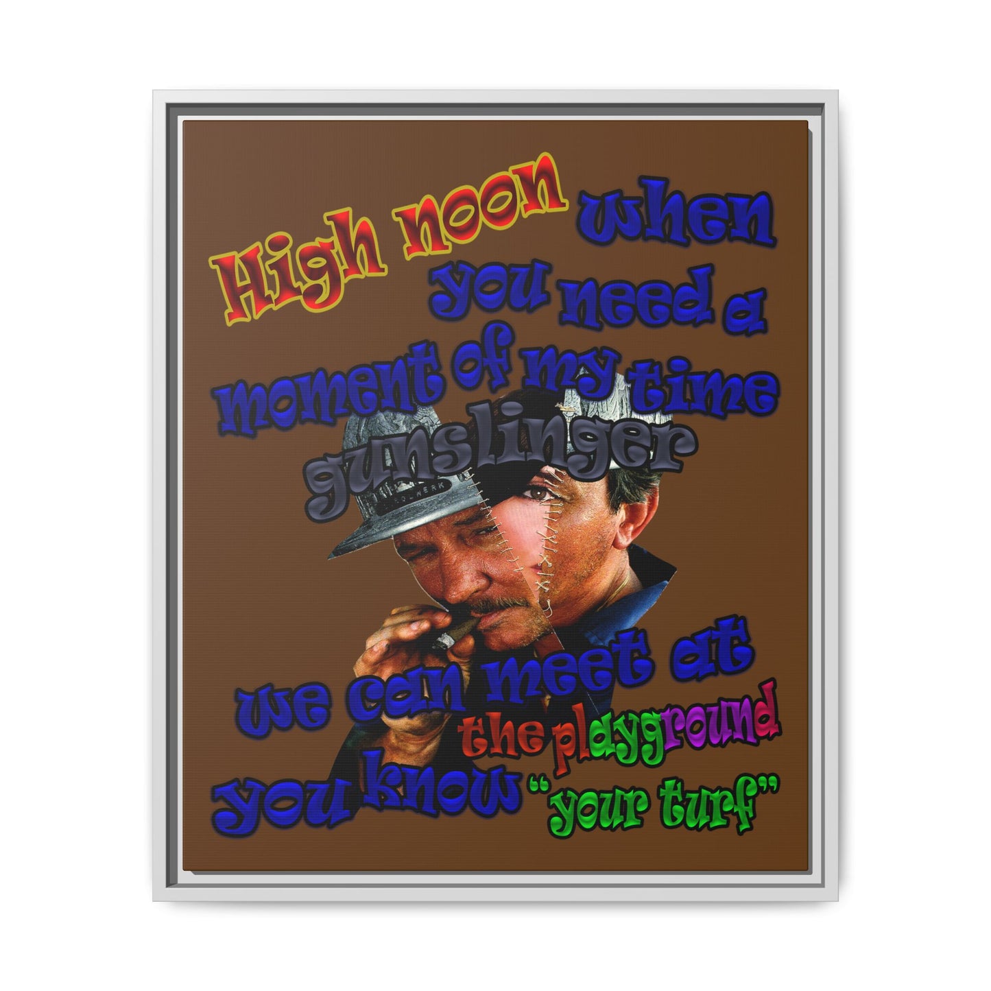 high noon - framed canvas art (brown)
