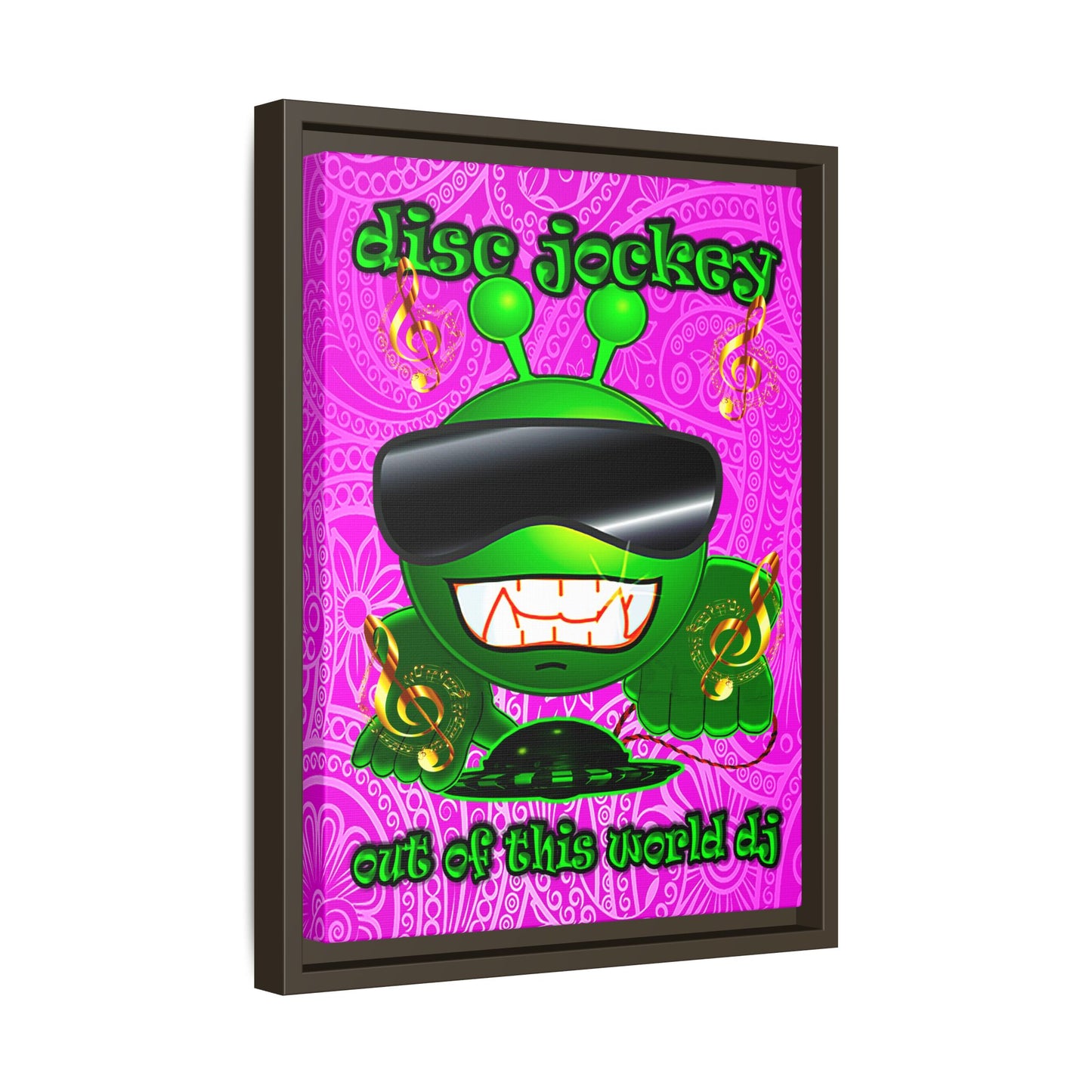 disc jockey - framed canvas art (pink swirl)