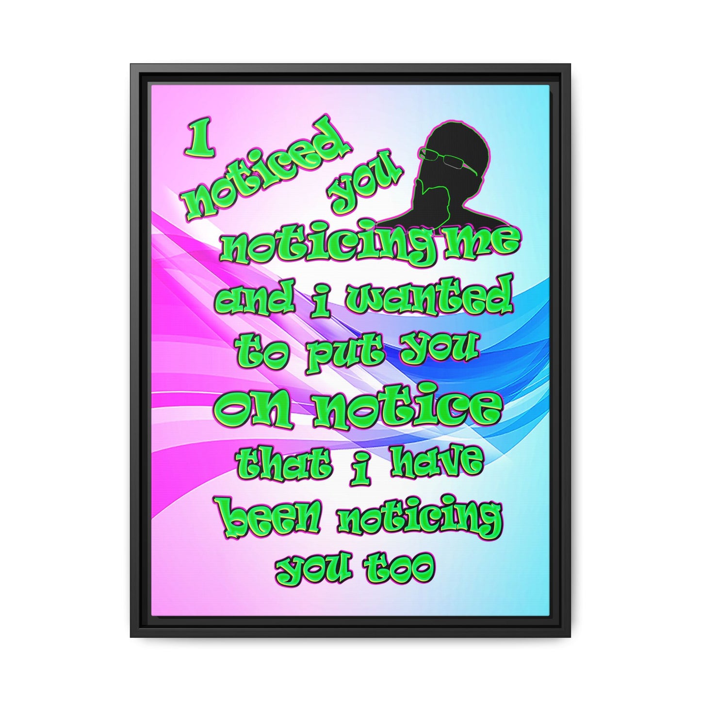 noticed you noticing - framed canvas art (light blue-pink wave)